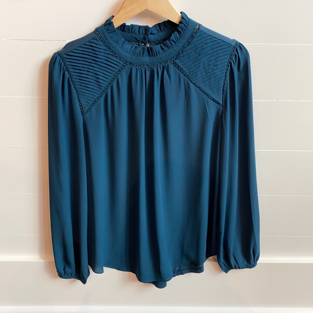 Loft Blue-green Long Sleeve Blouse. Sz S.